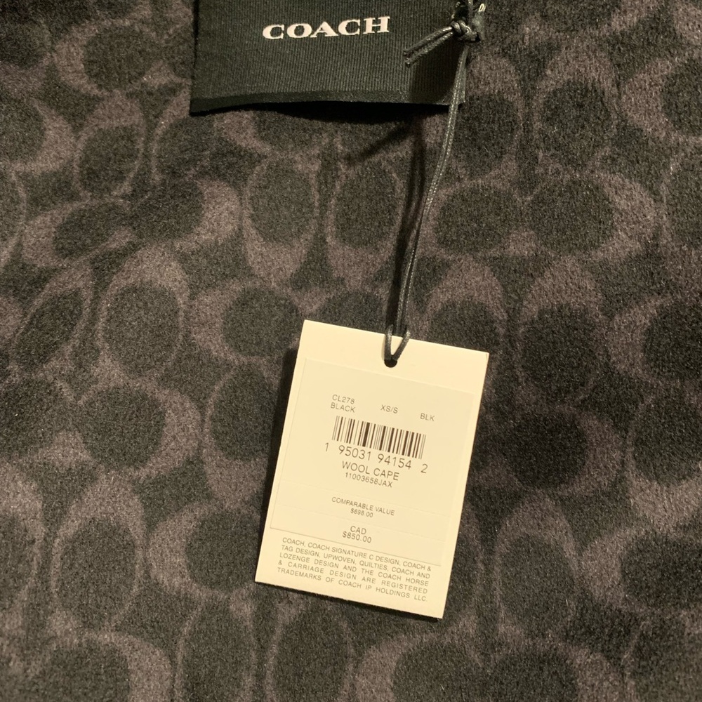 COACH Black Signature Wool cape